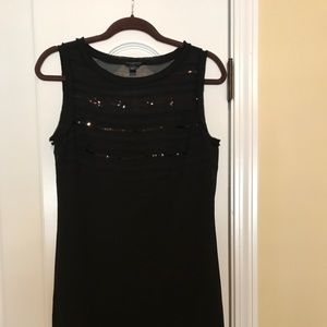 Black shift dress with sequin top